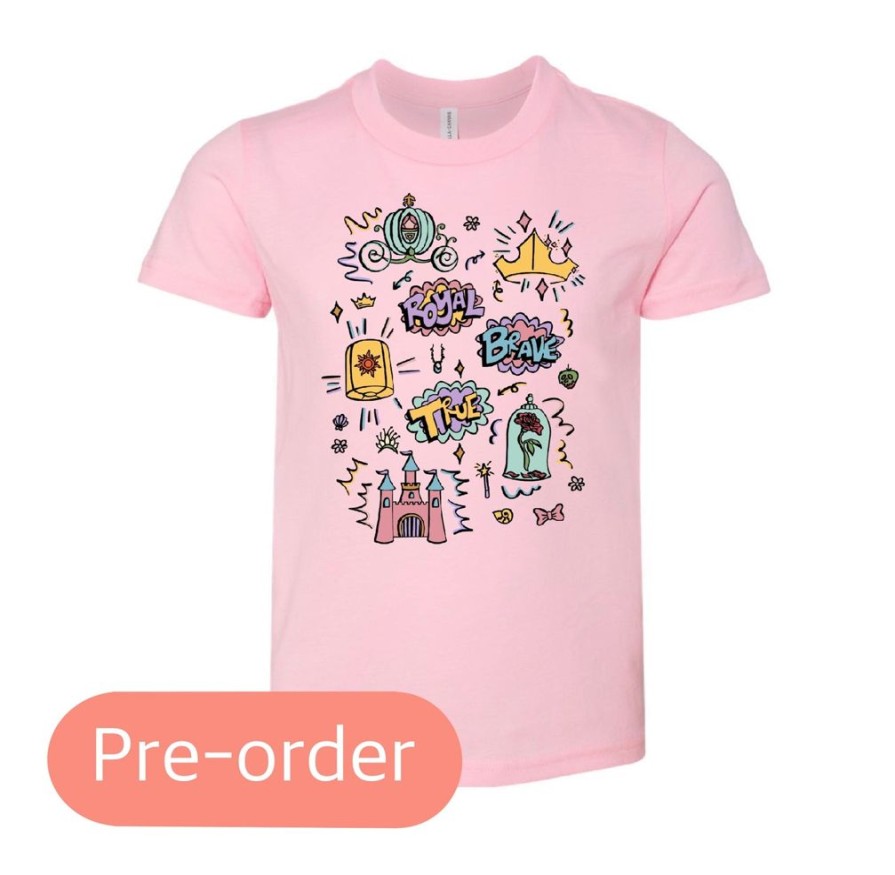 Clothing 14 to 21 Business Days Kid Tees | Princess Doodles Kids' Tee (Pre-Order)