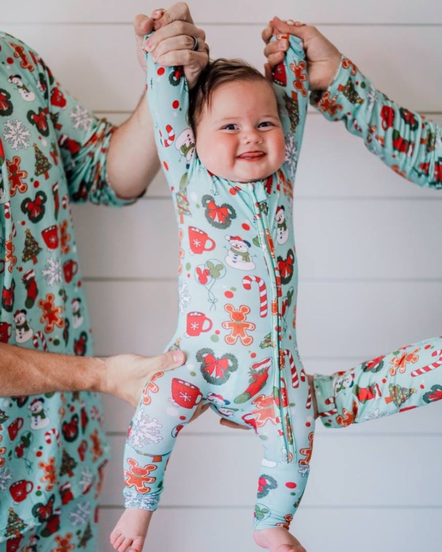 Clothing Darling Dream Co. Family Christmas Pajamas | Holly Jolly Baby Bamboo Sleeper