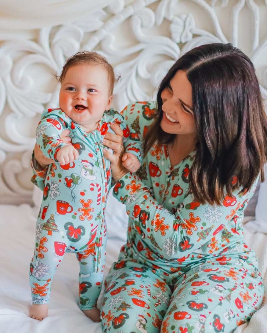 Clothing Darling Dream Co. Family Christmas Pajamas | Holly Jolly Baby Bamboo Sleeper