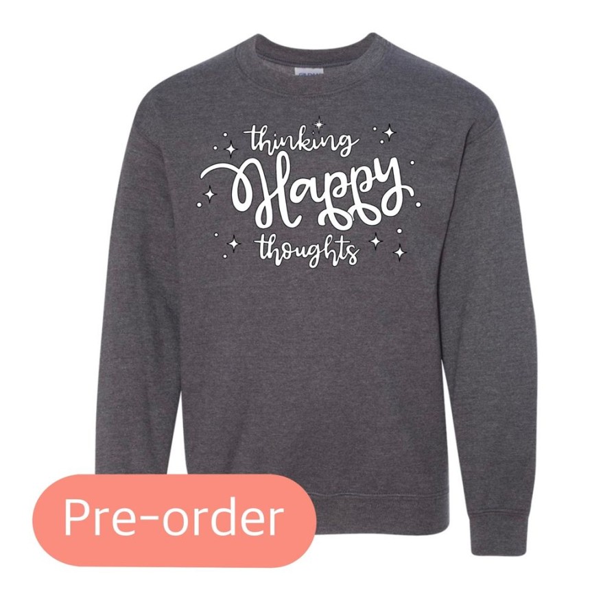 Clothing 14 to 21 Business Days Kid Sweatshirts | Thinking Happy Thoughts Kids' Crewneck (Pre-Order)