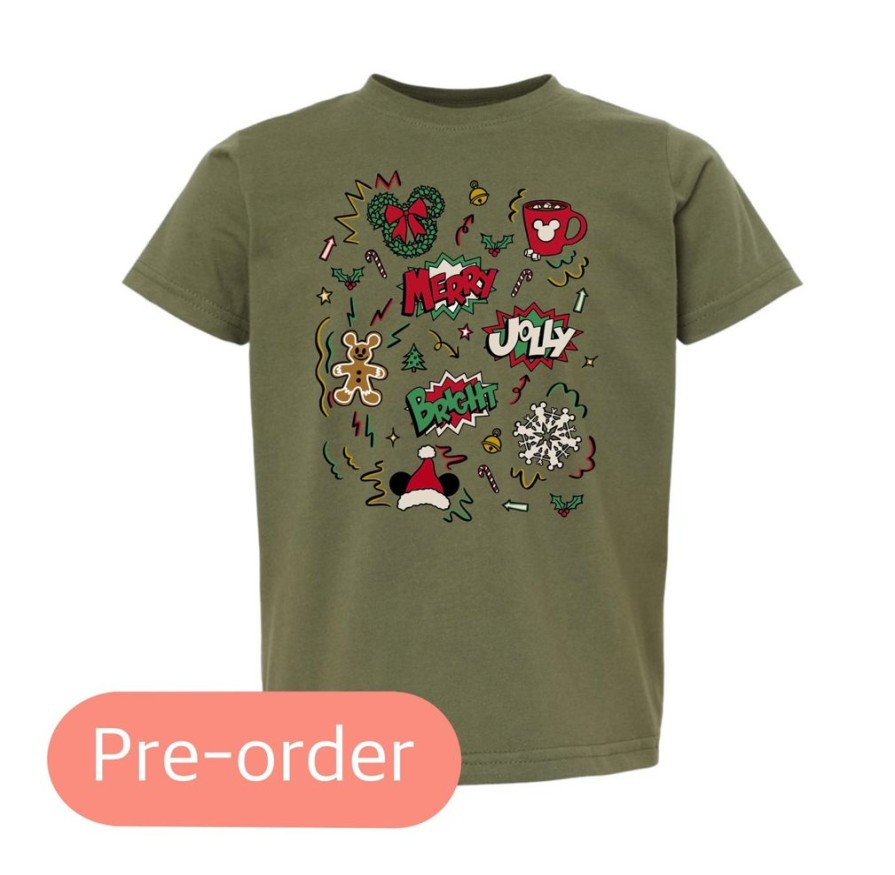 Clothing 14 to 21 Business Days Kid Tees | Merry & Bright Doodles Kids' Tee (Pre-Order)